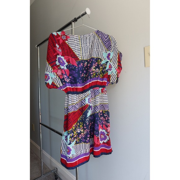 Anthropologie Tiered Mini Dress Multicolor Floral Boho Women's Medium - Picture 2 of 5